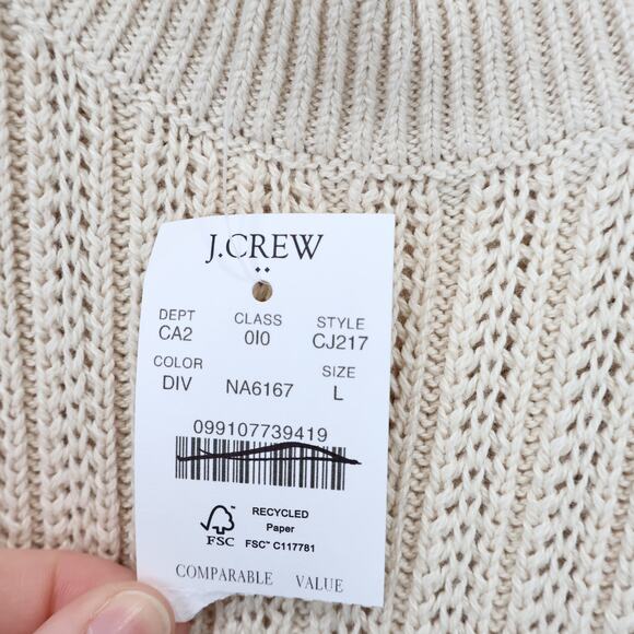 NWT J.Crew Factory Fringe Knit Sleeveless Sweater-Tank Dusty Ivory Natural Large - Picture 10 of 10